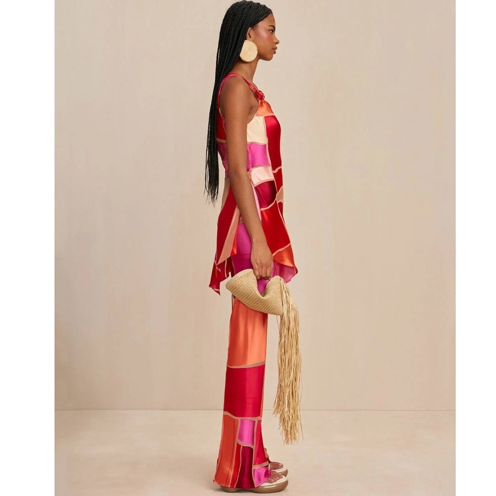 Cult Gaia Shalia Scoop-Neck Burnout Patchwork Top in Pinks Lollipop Multi small - Picture 3 of 14